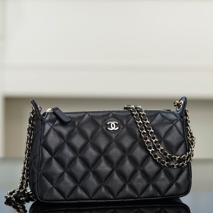 CHANEL カーフレザー 荔枝紋 ブラック×ゴールド ショルダーバッグ 21×12×5.5cm サイズ:21×12×5.5cm CHANEL カーフレザー 荔枝紋 ブラック×ゴールド ショルダーバッグ 21×12×5.5cm サイズ:21×12×5.5cm