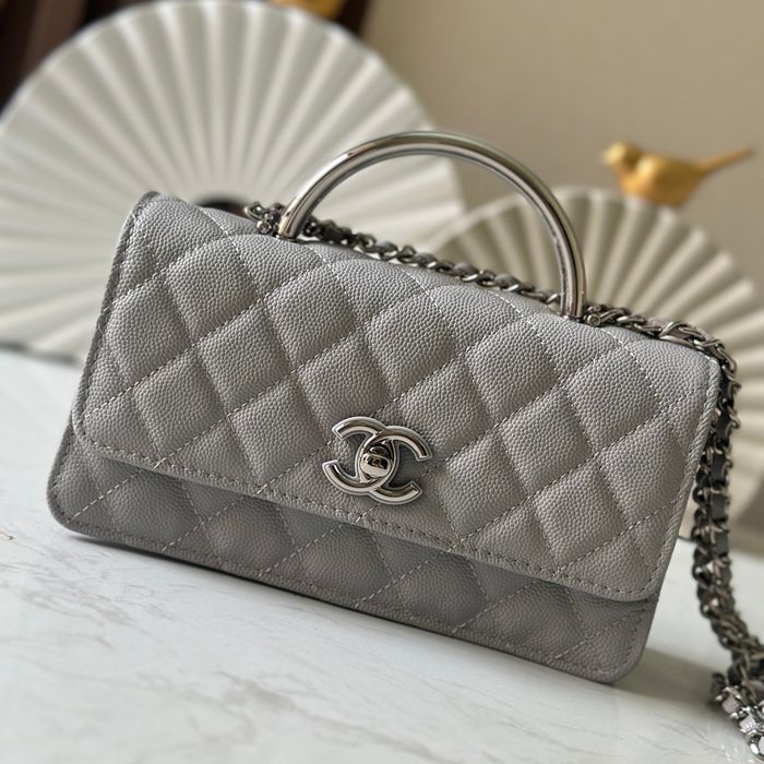 CHANEL 66030 ツイード ブラック×グレー×シルバー ハンドバッグ 春夏 18.5×11×6cm サイズ:18.5×11×6cm