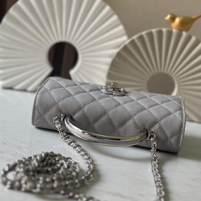 CHANEL 66030 ツイード ブラック×グレー×シルバー ハンドバッグ 春夏 18.5×11×6cm サイズ:18.5×11×6cm