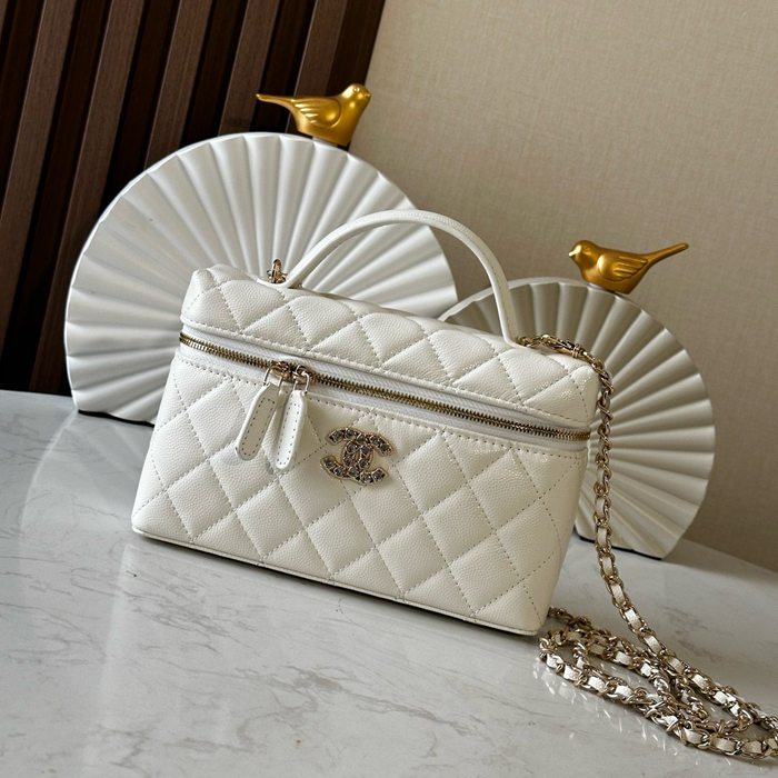 CHANEL 66034 カーフレザー 荔枝紋 ブラック×ホワイト×ゴールド クラシック 春夏 19×14×5cm サイズ:19×14×5cm CHANEL 66034 カーフレザー 荔枝紋 ブラック×ホワイト×ゴールド クラシック 春夏 19×14×5cm サイズ:19×14×5cm