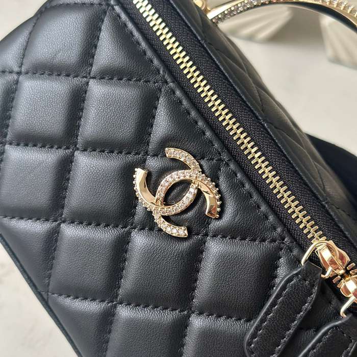 CHANEL 66057 ラムレザー ブラック ヴィンテージ 17×10×8cm サイズ:17×10×8cm