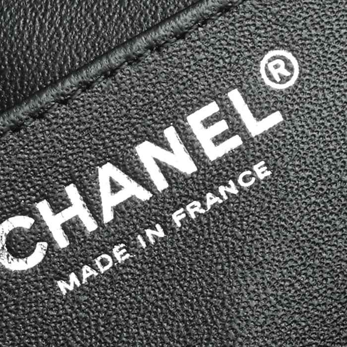 CHANEL ラムレザー ブラック×ホワイト×ゴールド 20×12.5×6cm サイズ:20×12.5×6cm