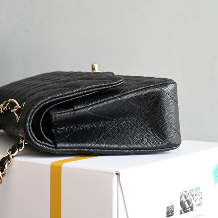 CHANEL 1112 ブラック×ホワイト×ゴールド クラシック 25.5×15.5×6.5cm サイズ:25.5×15.5×6.5cm
