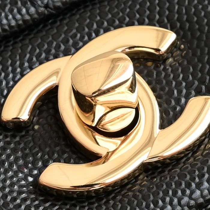 CHANEL 1112 ブラック×ホワイト×ゴールド クラシック 25.5×15.5×6.5cm サイズ:25.5×15.5×6.5cm