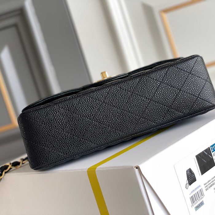 CHANEL ラムレザー ブラック×ホワイト×ゴールド 小 23×14.5×6cm サイズ:23×14.5×6cm