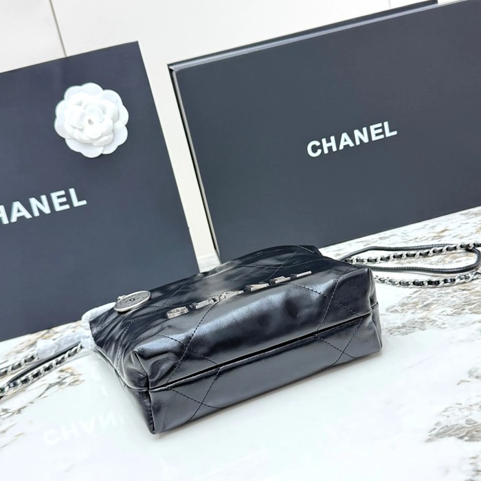 CHANEL AS3980 カーフレザー グレンチェック シルバー 斜め掛けバッグ クラシック 小 20×19×6cm サイズ:20×19×6cm