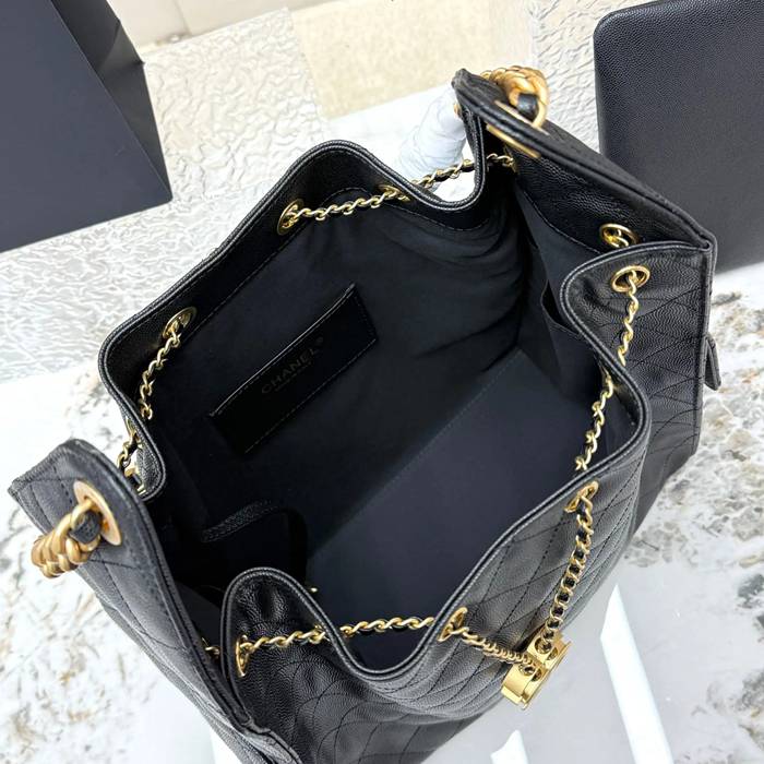 CHANEL AS5311 カーフレザー 菱格紋 ブラック×ゴールド ショルダーバッグ クラシック ヴィンテージ 40×30×15cm サイズ:40×30×15cm