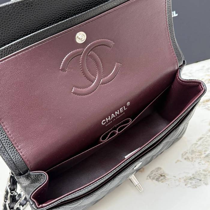 CHANEL AS1113 ラムレザー 菱格紋 シルバー×ゴールド 斜め掛けバッグ クラシック ヴィンテージ 23×14.5×6cm サイズ:23×14.5×6cm