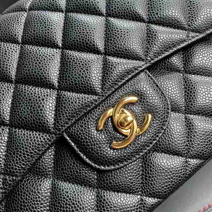 CHANEL カーフレザー ボール紋 ブラック 斜め掛けバッグ クラシック 30×19.5×10cm サイズ:30×19.5×10cm