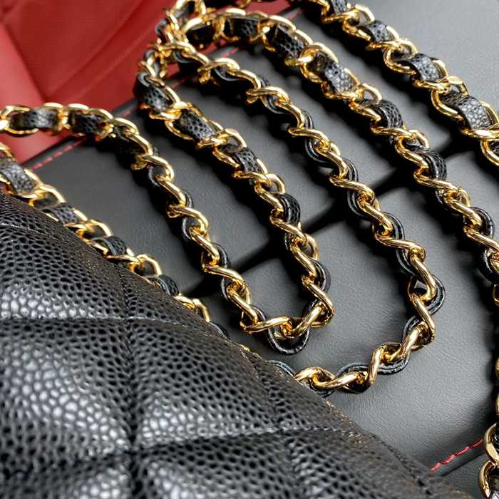 CHANEL カーフレザー ボール紋 ブラック 斜め掛けバッグ クラシック 30×19.5×10cm サイズ:30×19.5×10cm