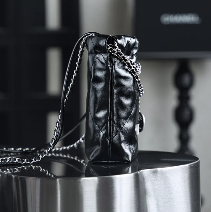 CHANEL スエード シルバー×ゴールド 斜め掛けバッグ ヴィンテージ 小 20×19×6cm サイズ:20×19×6cm