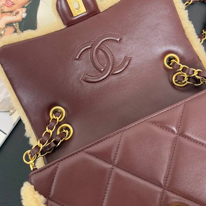 CHANEL 99412 ブラウン 斜め掛けバッグ 大容量 小 23.5×16×7.5cm サイズ:23.5×16×7.5cm