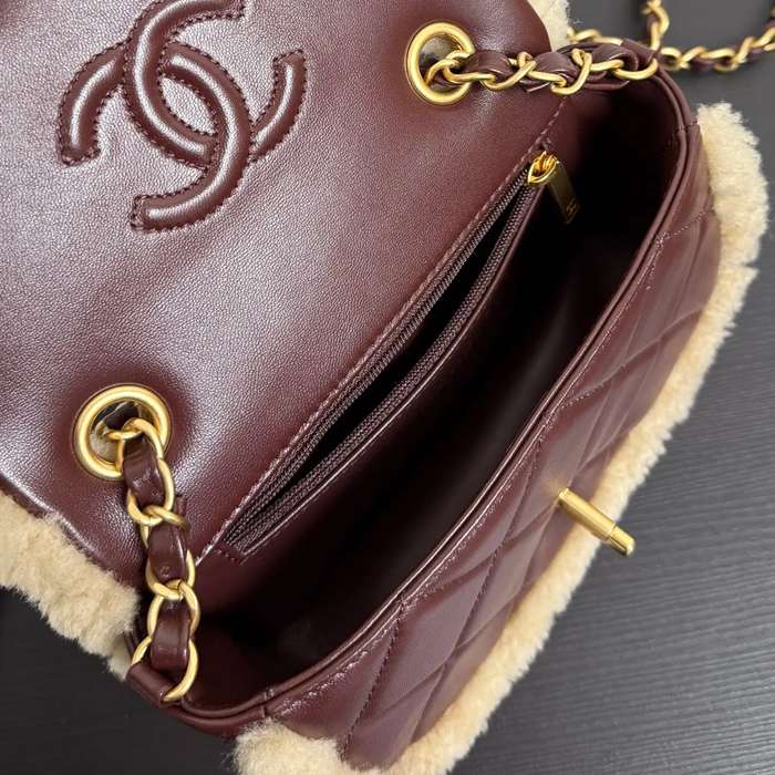 CHANEL 99411 ブラウン 斜め掛けバッグ 大容量 小 23.5×16×7.5cm サイズ:23.5×16×7.5cm