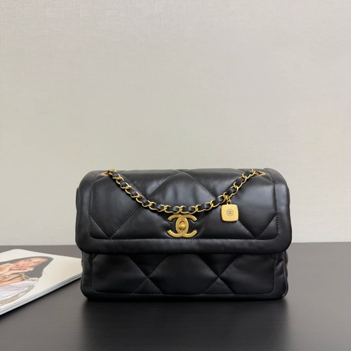 CHANEL 99527 ラムレザー 菱格紋 斜め掛けバッグ クラシック 27×19×9cm サイズ:27×19×9cm