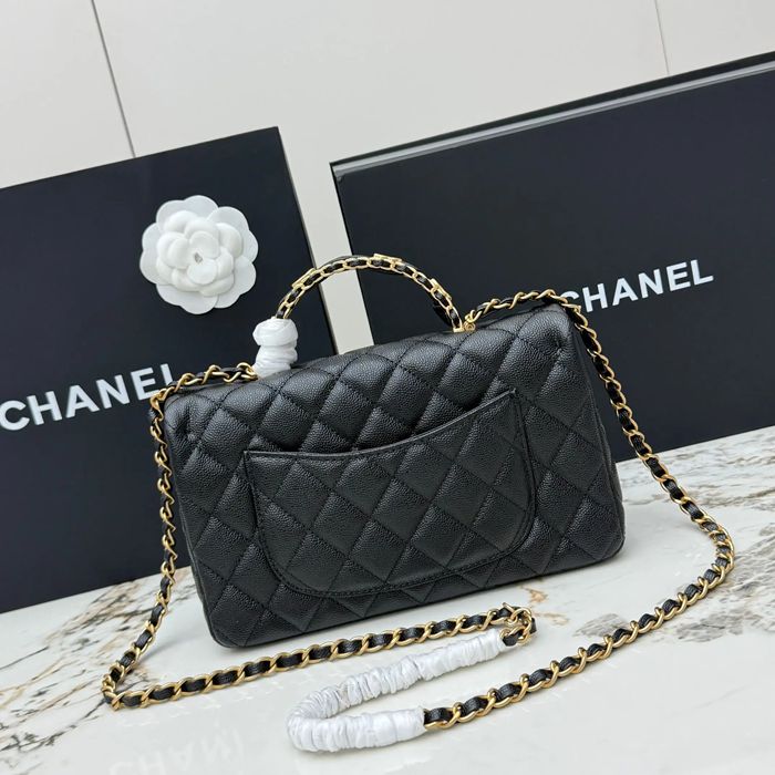 CHANEL AS5702 ラムレザー 菱格紋 ブラック×ゴールド 斜め掛けバッグ クラシック ヴィンテージ 22.5×13.5×6cm サイズ:22.5×13.5×6cm
