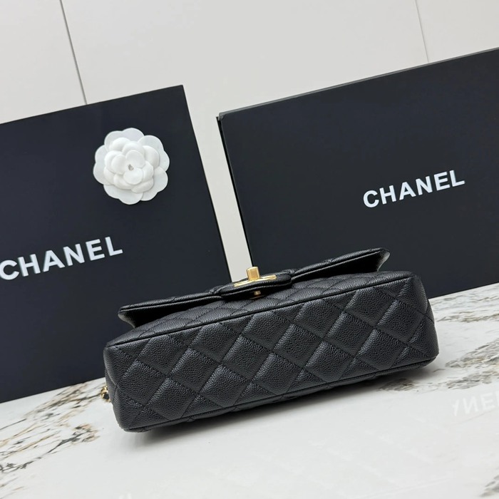 CHANEL AS5702 ラムレザー 菱格紋 ブラック×ゴールド 斜め掛けバッグ クラシック ヴィンテージ 22.5×13.5×6cm サイズ:22.5×13.5×6cm