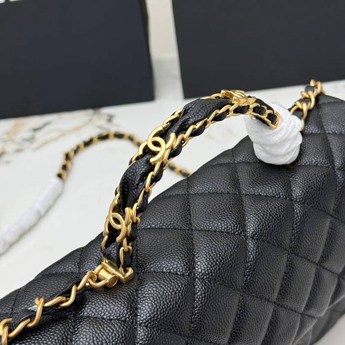 CHANEL AS5702 ラムレザー 菱格紋 ブラック×ゴールド 斜め掛けバッグ クラシック ヴィンテージ 22.5×13.5×6cm サイズ:22.5×13.5×6cm