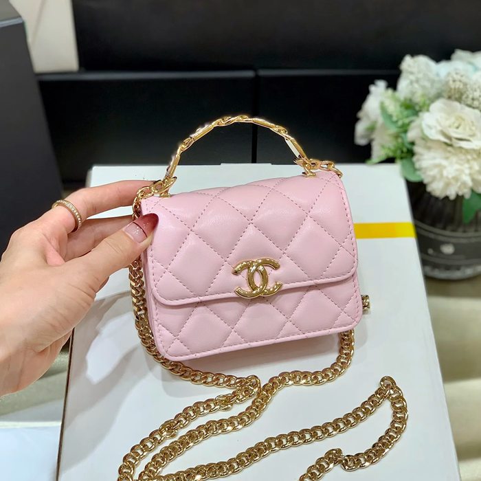 CHANEL AP2758 ラムレザー レッド×ゴールド 斜め掛けバッグ ファッショナブル 13×9.5×6cm サイズ:13×9.5×6cm
