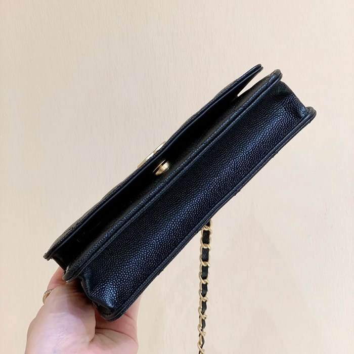 CHANEL AP2804 カーフレザー 荔枝紋 ゴールド 斜め掛けバッグ 春夏 19×12×3.5cm サイズ:19×12×3.5cm