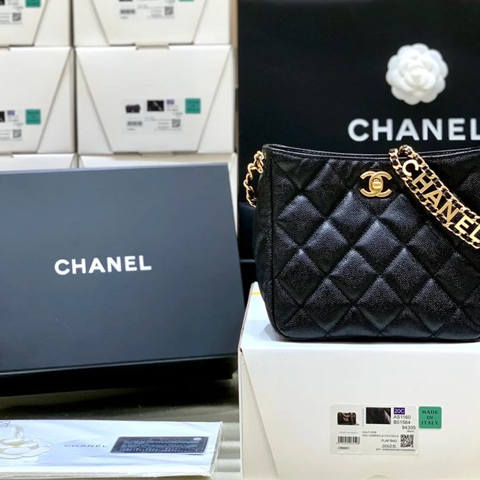 CHANEL AS3223 荔枝紋 ブラック×ホワイト ショルダーバッグ 春夏 19×16×8cm サイズ:19×16×8cm CHANEL AS3223 荔枝紋 ブラック×ホワイト ショルダーバッグ 春夏 19×16×8cm サイズ:19×16×8cm