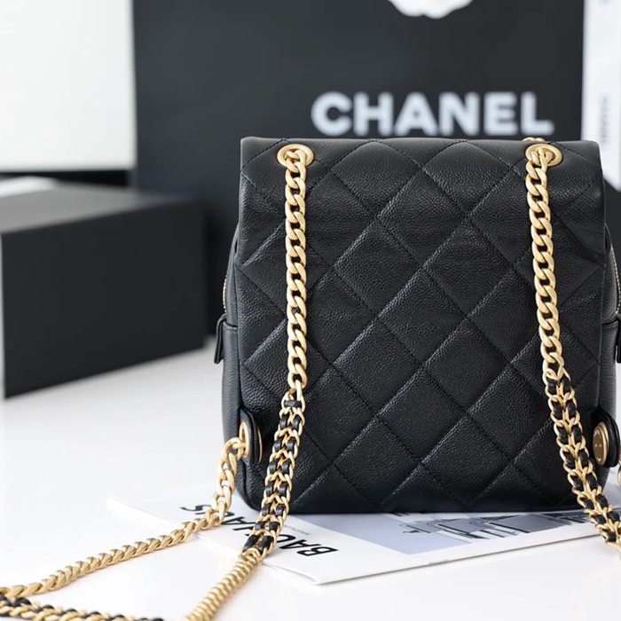 CHANEL AS3108 荔枝紋 ブラック×ホワイト×ゴールド 斜め掛けバッグ 春夏 20×19×8cm サイズ:20×19×8cm