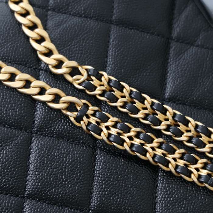CHANEL AS3108 荔枝紋 ブラック×ホワイト×ゴールド 斜め掛けバッグ 春夏 20×19×8cm サイズ:20×19×8cm