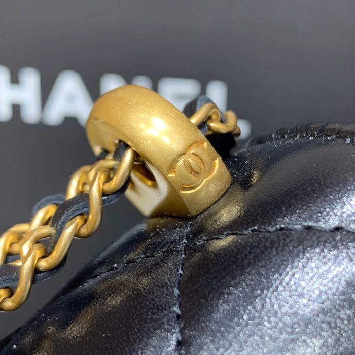 CHANEL AP2291 カーフレザー ブラック×ホワイト×グリーン×ゴールド 斜め掛けバッグ 15.3×10.5×6.5cm サイズ:15.3×10.5×6.5cm