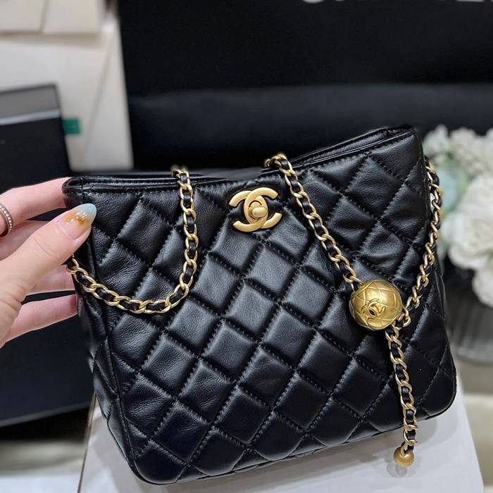 CHANEL 3259 ラムレザー ゴールド ショルダーバッグ 大容量 19×16×8cm サイズ:19×16×8cm