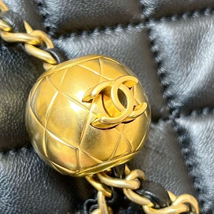 CHANEL 3259 ラムレザー ゴールド ショルダーバッグ 大容量 19×16×8cm サイズ:19×16×8cm