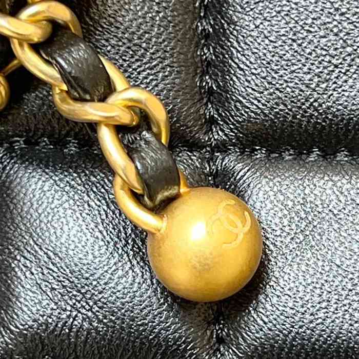 CHANEL 3259 ラムレザー ゴールド ショルダーバッグ 大容量 19×16×8cm サイズ:19×16×8cm