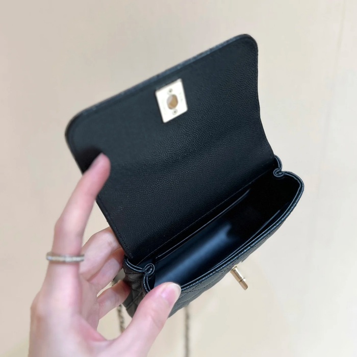 CHANEL AP4244 カーフレザー 荔枝紋 ゴールド 斜め掛けバッグ クラシック 14.5×11.5×5.5cm サイズ:14.5×11.5×5.5cm