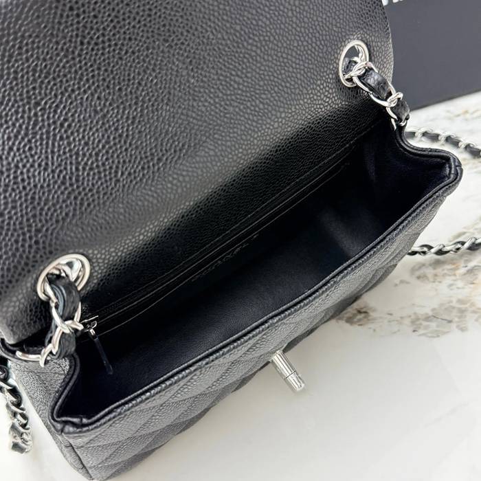 CHANEL A69900 カーフレザー 菱格紋 シルバー×ゴールド 斜め掛けバッグ クラシック ヴィンテージ 20×12×6cm サイズ:20×12×6cm