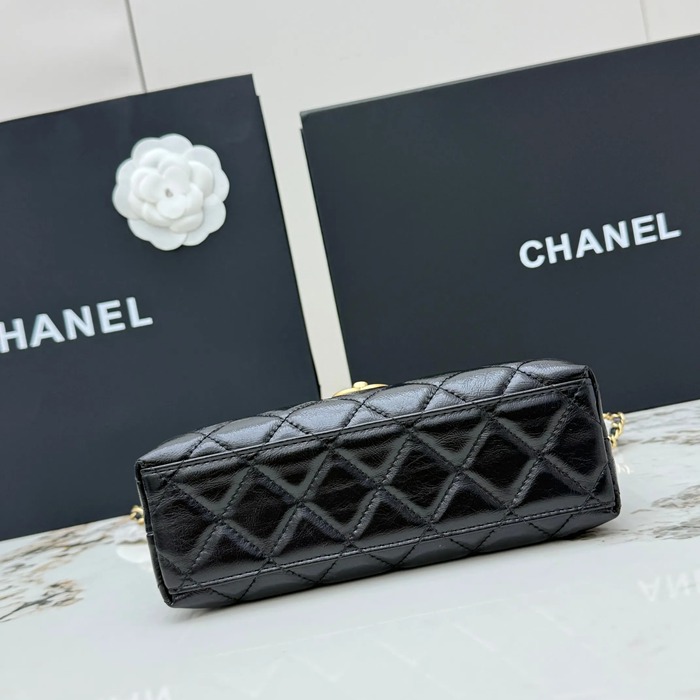 CHANEL AS4416 カーフレザー 菱格紋 ゴールド 斜め掛けバッグ クラシック ヴィンテージ 19×13×7cm サイズ:19×13×7cm