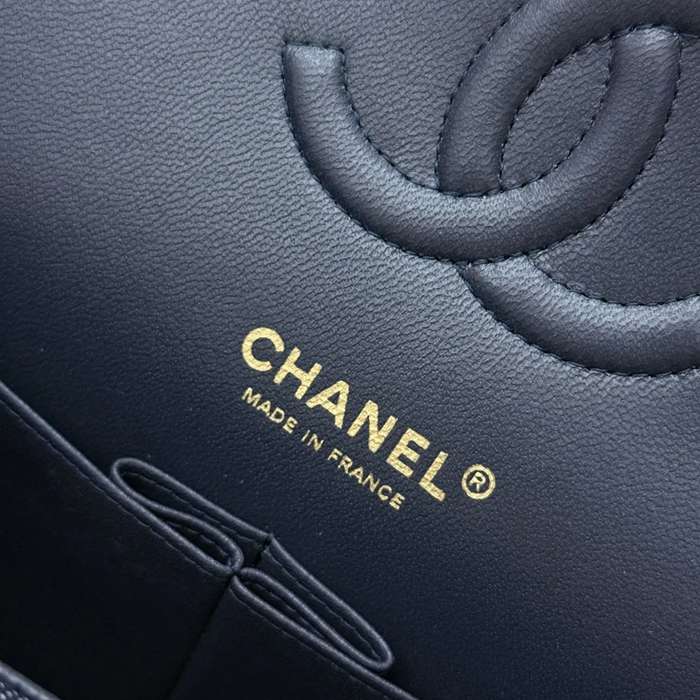 CHANEL AS1112 ラムレザー 菱格紋 ブルー×ゴールド 斜め掛けバッグ クラシック 大 25×14.5×6cm サイズ:25×14.5×6cm