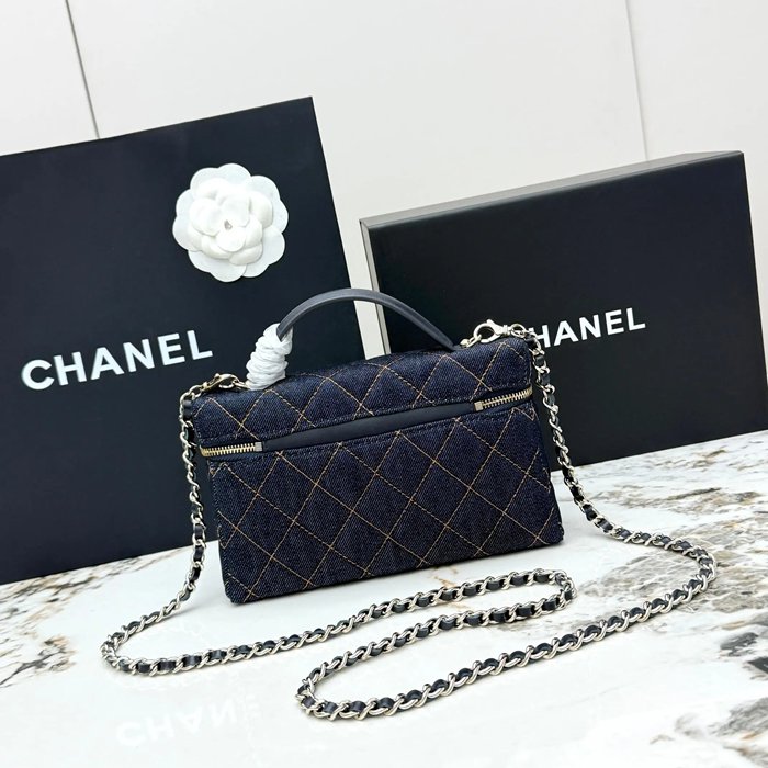 CHANEL AP4835 カーフレザー デニム ブルー×ゴールド 斜め掛けバッグ クラシック ファッショナブル 19.5×17×5cm サイズ:19.5×17×5cm