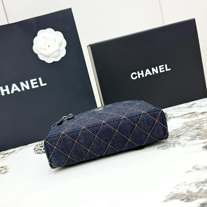 CHANEL AP4835 カーフレザー デニム ブルー×ゴールド 斜め掛けバッグ クラシック ファッショナブル 19.5×17×5cm サイズ:19.5×17×5cm
