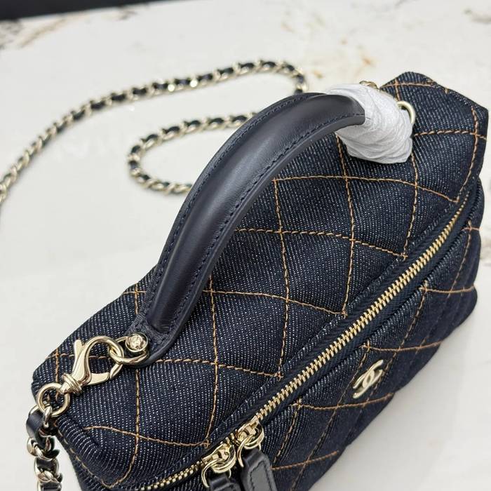CHANEL AP4835 カーフレザー デニム ブルー×ゴールド 斜め掛けバッグ クラシック ファッショナブル 19.5×17×5cm サイズ:19.5×17×5cm