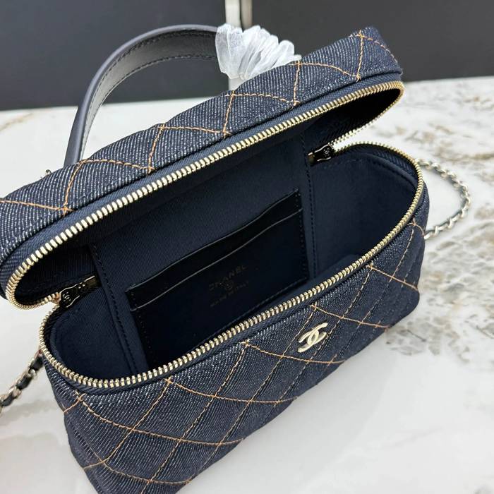 CHANEL AP4835 カーフレザー デニム ブルー×ゴールド 斜め掛けバッグ クラシック ファッショナブル 19.5×17×5cm サイズ:19.5×17×5cm