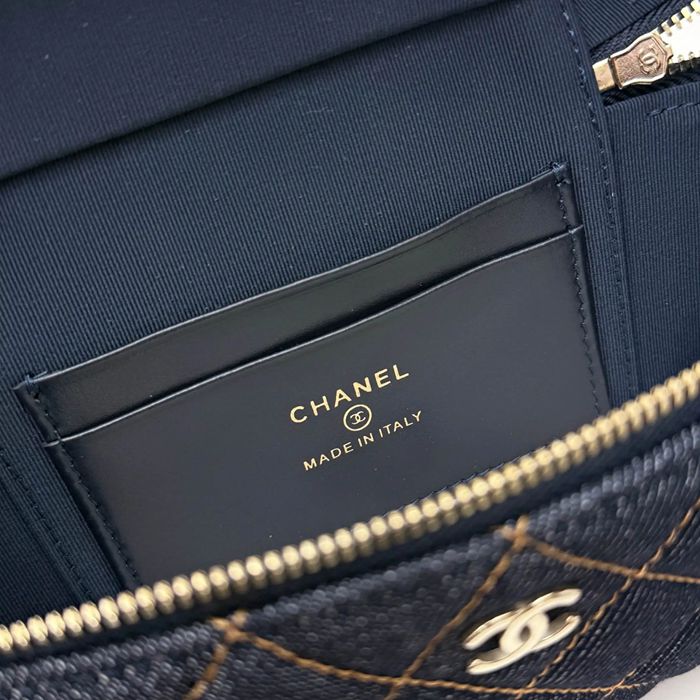 CHANEL AP4835 カーフレザー デニム ブルー×ゴールド 斜め掛けバッグ クラシック ファッショナブル 19.5×17×5cm サイズ:19.5×17×5cm