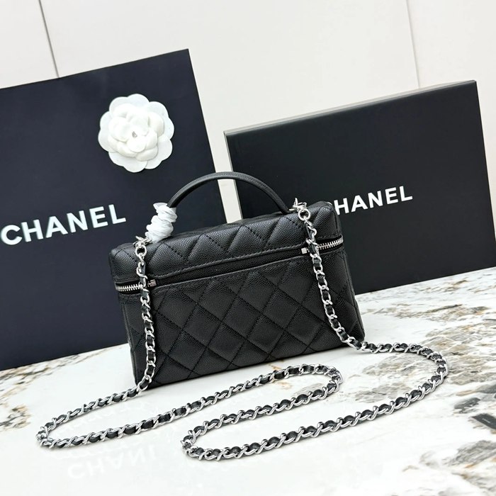 CHANEL AP4854 カーフレザー プレス シルバー×ゴールド 斜め掛けバッグ クラシック ファッショナブル 19.5×17×5cm サイズ:19.5×17×5cm