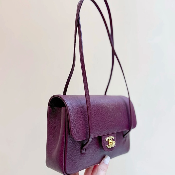 CHANEL AS6130 カーフレザー レッド ショルダーバッグ 有名人同款 ヴィンテージ 22×15×7cm サイズ:22×15×7cm