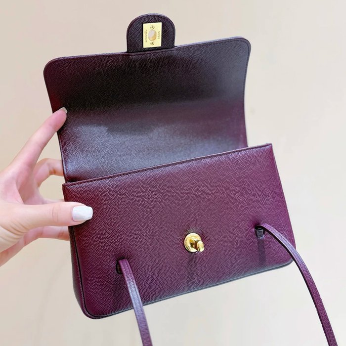 CHANEL AS6130 カーフレザー レッド ショルダーバッグ 有名人同款 ヴィンテージ 22×15×7cm サイズ:22×15×7cm