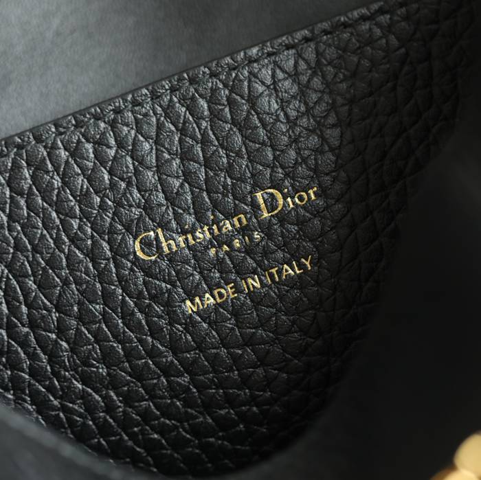 DIOR カーフレザー、レザー レター ブラック、ゴールド 斜め掛けバッグ、ショルダーバッグ、ハンドバッグ 小 ヴィンテージ 21.0x19.0x11.0cm サイズ:21x19x11cm