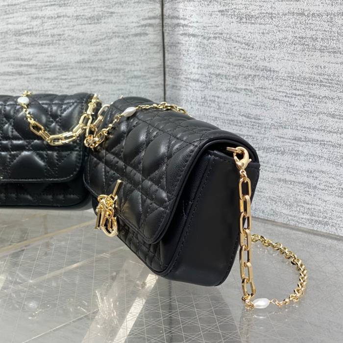 DIOR ラムレザー、チェーン レター ブラック チェーンバッグ クラシック 18.5x10.0x4.0cm サイズ:18.5x10cm