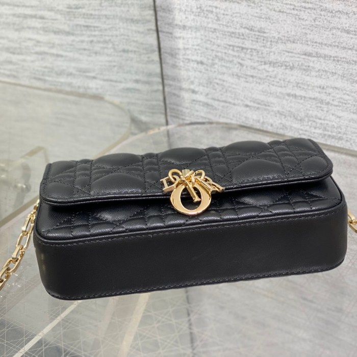 DIOR ラムレザー、チェーン レター ブラック チェーンバッグ クラシック 18.5x10.0x4.0cm サイズ:18.5x10cm