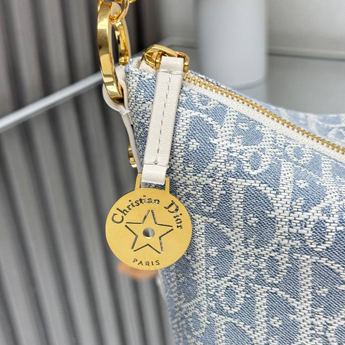 DIOR 3202 カーフレザー、スエード、レザー プリント、レター、フラワー ブルー、ゴールド、ベージュ ショルダーバッグ、ハンドバッグ、チェーンバッグ 新作 クラシック サイズ:28.5x14.5x10cm