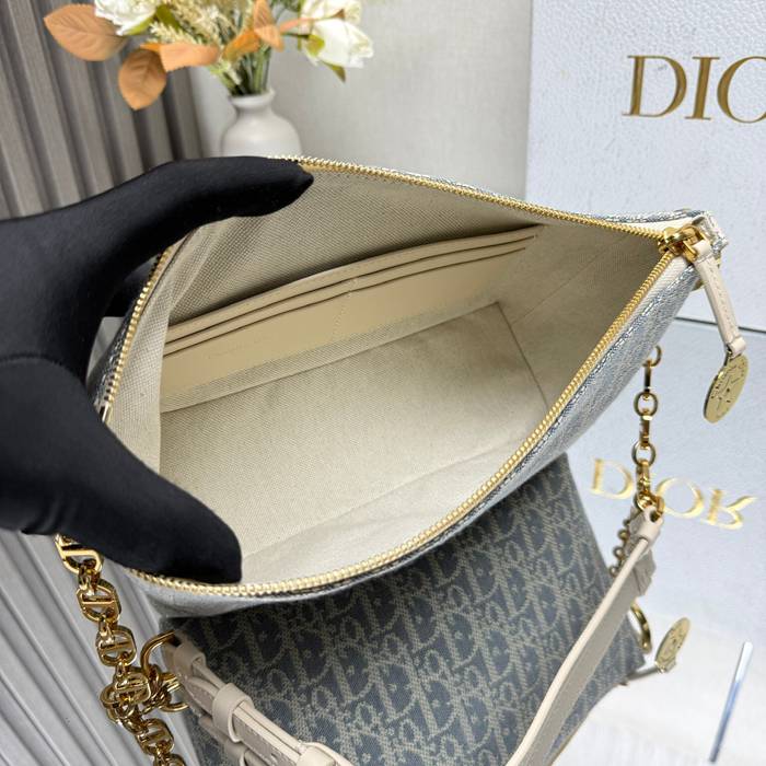 DIOR 3202 カーフレザー、スエード、レザー プリント、レター、フラワー ブルー、ゴールド、ベージュ ショルダーバッグ、ハンドバッグ、チェーンバッグ 新作 クラシック サイズ:28.5x14.5x10cm