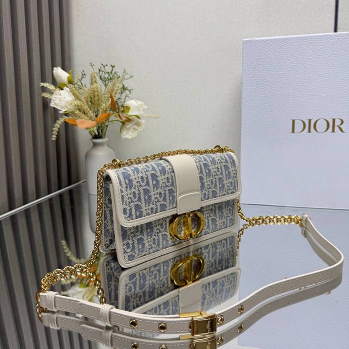 DIOR 9207 カーフレザー、チェーン レター ホワイト、ブルー ショルダーバッグ、チェーンバッグ 小 クラシック 21.0x12.0x6.0cm サイズ:21x12cm