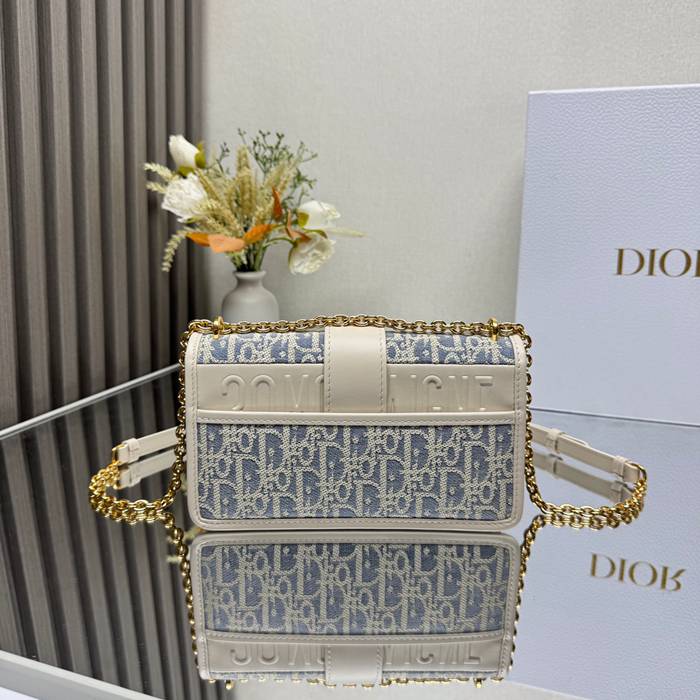 DIOR 9207 カーフレザー、チェーン レター ホワイト、ブルー ショルダーバッグ、チェーンバッグ 小 クラシック 21.0x12.0x6.0cm サイズ:21x12cm