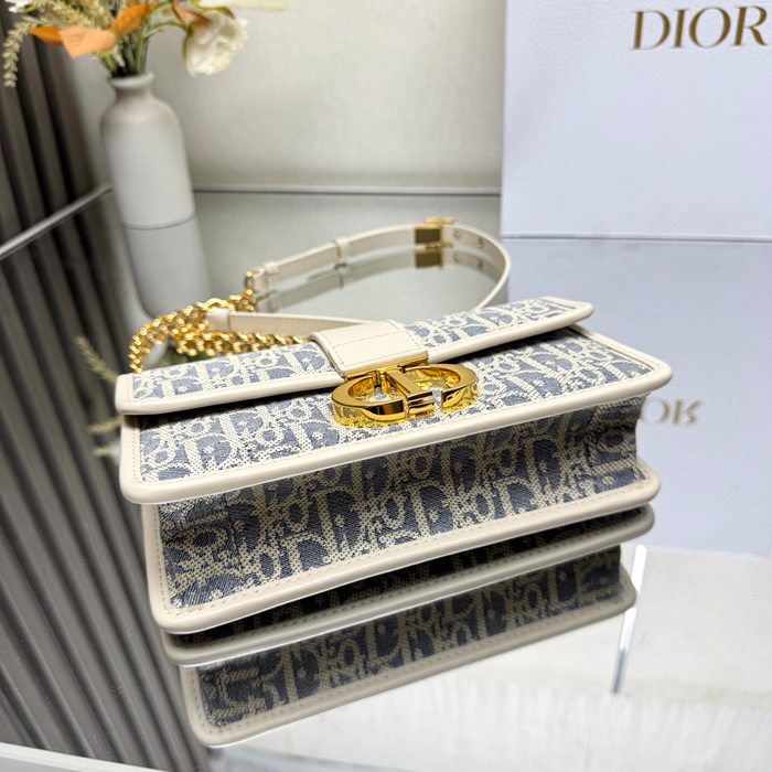 DIOR 9207 カーフレザー、チェーン レター ホワイト、ブルー ショルダーバッグ、チェーンバッグ 小 クラシック 21.0x12.0x6.0cm サイズ:21x12cm